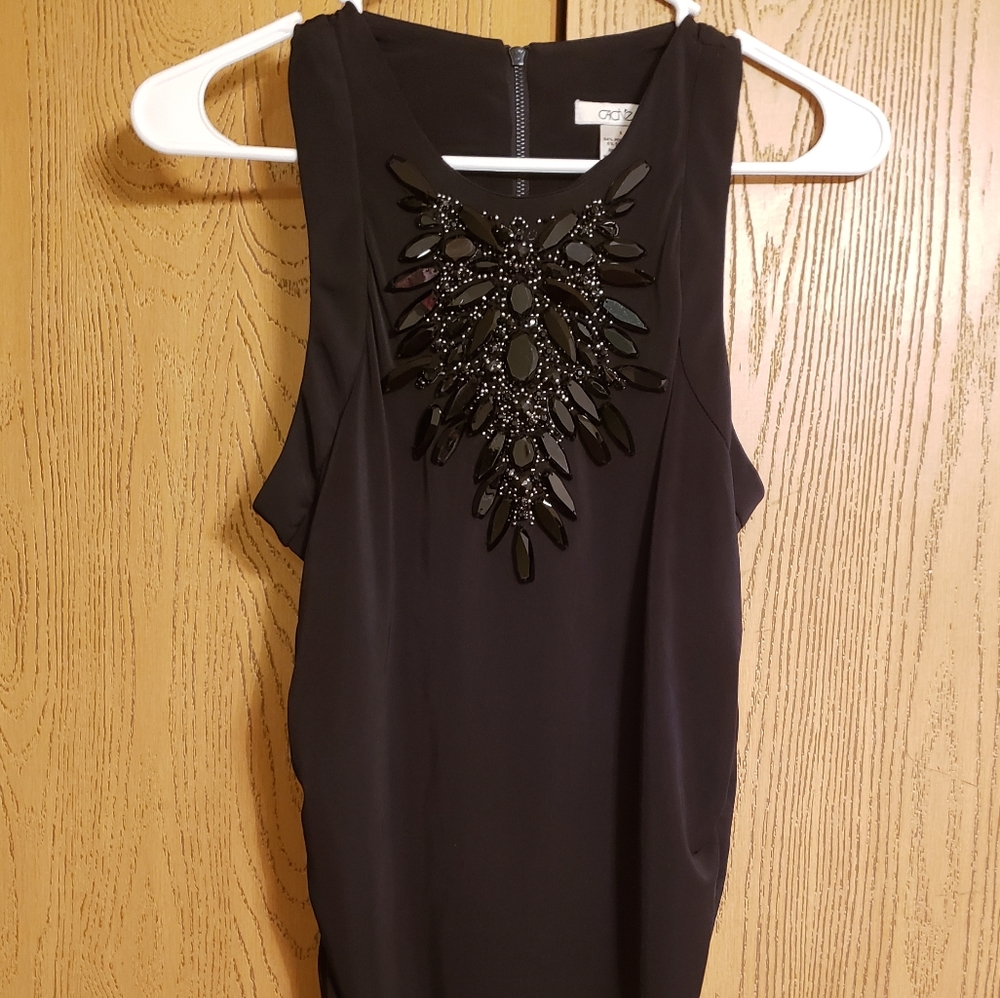 Cache Small Little Black Dress Crystal Neck